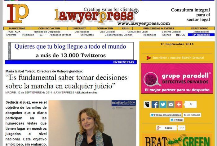 Entrevista en lawyerpress a María Isabel Toledo